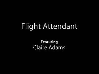 Horny Alone Flight Attendant Claire Adams Unclothes And Plays With Gash