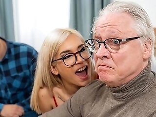 Blonde With Puny Tits Megan Love Fucks With An Old Man